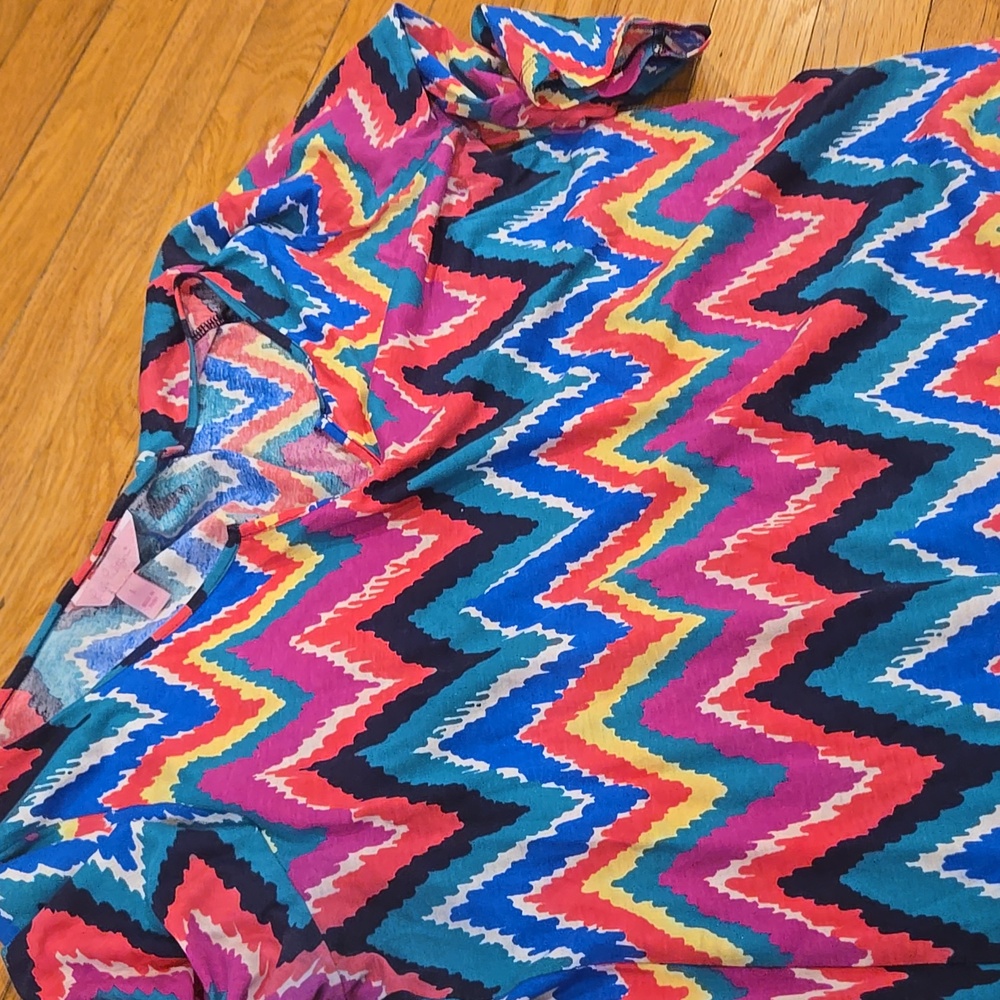 Lilly Pulitzer Zigzag Midi Dress Chevron Print- Gretchen Shift - Pima Cotton- L